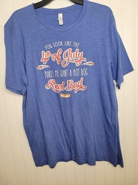​"You Look Like the 4th of July" Graphic Tee  Blue, XL Hot Dog Patriotic